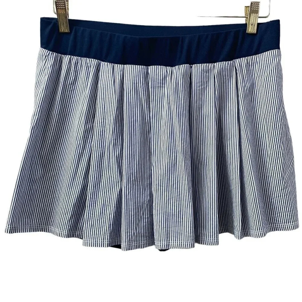 FILA Skort Tennis Skirt Large Preppy Blue Stripe Pickleball Sportswear Mini